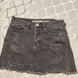 American Eagle Outfitters Black Distressed Denim Skirt